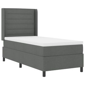vidaXL LED Boxspringbett mit Matratze Dunkelgrau 80 x 200 cm Stoff
