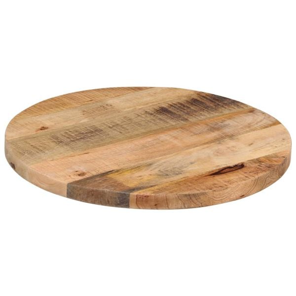 vidaXL Tischplatte &Oslash; 50x1,5 cm Rund Raues Massives Mangoholz