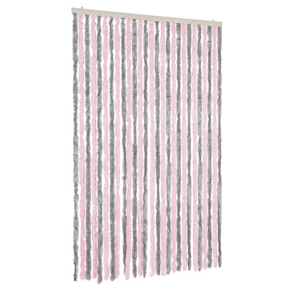 vidaXL Fliegenvorhang Silbergrau und Rosa 118x220 cm Chenille