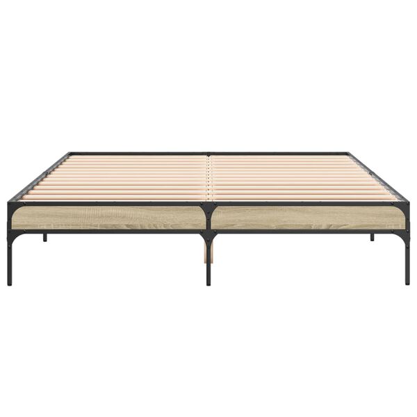vidaXL Bettgestell Sonoma-Eiche 160x200 cm Holzwerkstoff und Metall