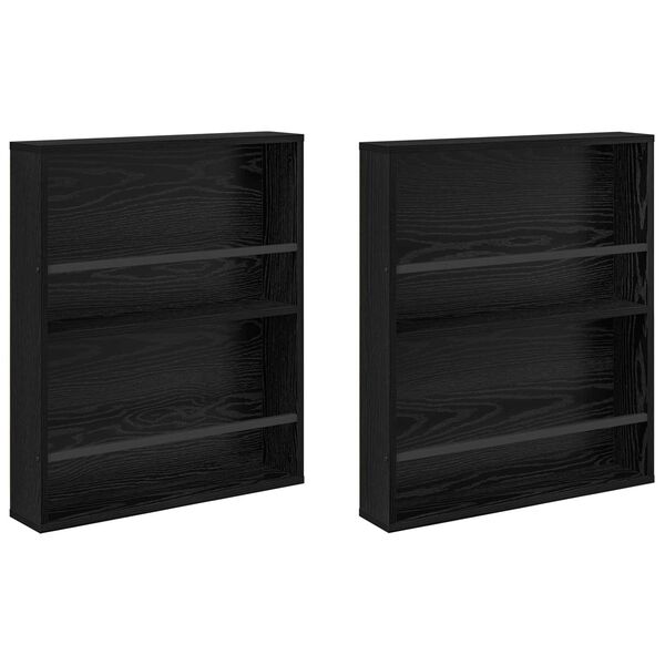 vidaXL Magazinregal 2 pcs Schwarz Eichen-Optik 60 x 12 x 70 cm