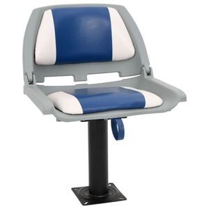 vidaXL 2-tlg. Bootssitz-Set Klappbar Blau und Wei&szlig; 48x51x41 cm