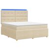 vidaXL LED Boxspringbett mit Matratze Creme 140 x 200 cm Stoff
