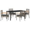 vidaXL Garten Essgruppe mit Kissen 5 pcs Grau und Schwarz Rattan