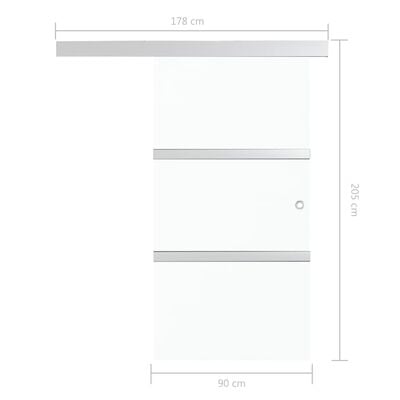vidaXL Schiebetür ESG-Glas und Aluminium 90x205 cm Silbern