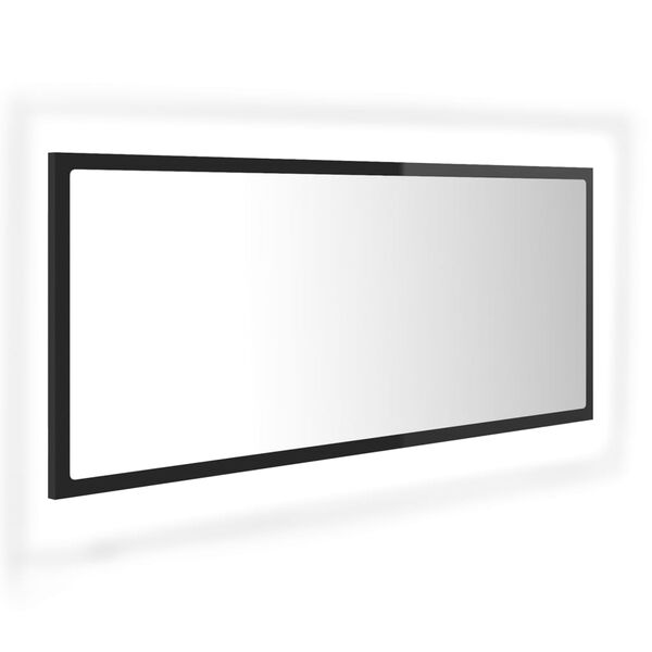 vidaXL LED-Badspiegel Hochglanz-Schwarz 100x8,5x37 cm Acryl