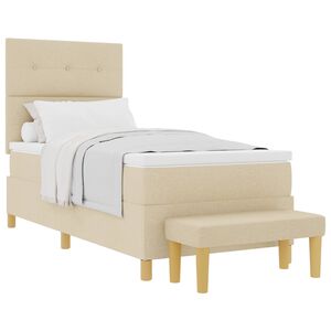 vidaXL Boxspringbett mit Matratze mit Kopfteil Creme 80 x 200 cm Stoff