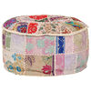 vidaXL Patchwork Sitzpouf Rund Baumwolle Handgefertigt 40x20 cm Beige