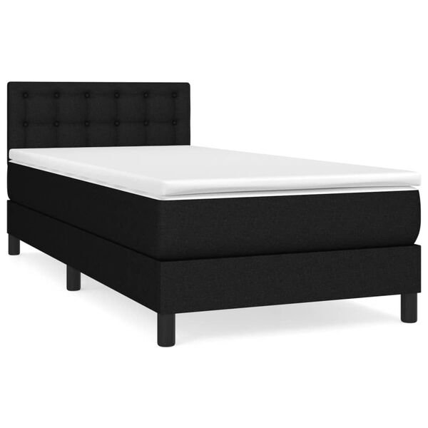 vidaXL Boxspringbett mit Matratze Schwarz 80x200 cm Stoff