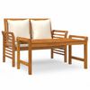 vidaXL 2-tlg. Garten-Lounge-Set mit Cremewei&szlig;en Kissen Massivholz