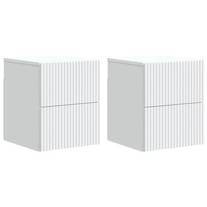 vidaXL Wandmontierter Nachttisch 2 pcs Wei&szlig; 33 x 34,5 x 40 cm