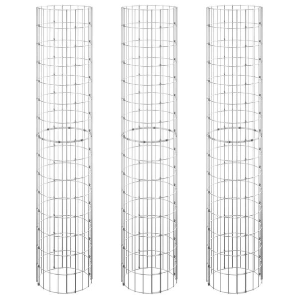 vidaXL Gabionen-Hochbeete 3 Stk. Rund Verzinkter Stahl Ø30x150 cm