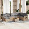vidaXL 9-tlg. Garten-Sofagarnitur mit Kissen Beige Poly Rattan