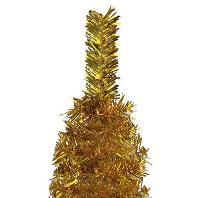 vidaXL Weihnachtsbaum Schlank mit Beleuchtung & Kugeln Gold 120 cm