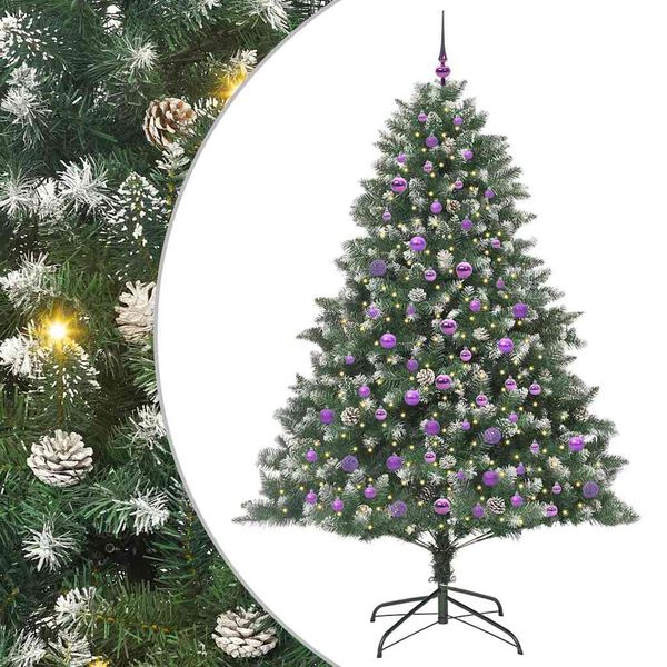 vidaXL K&uuml;nstlicher Weihnachtsbaum mit 300 LEDs mit St&auml;nder Gr&uuml;n 210 cm