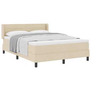 vidaXL Boxspringbett mit Matratze Creme 190 x 140 cm Polyester