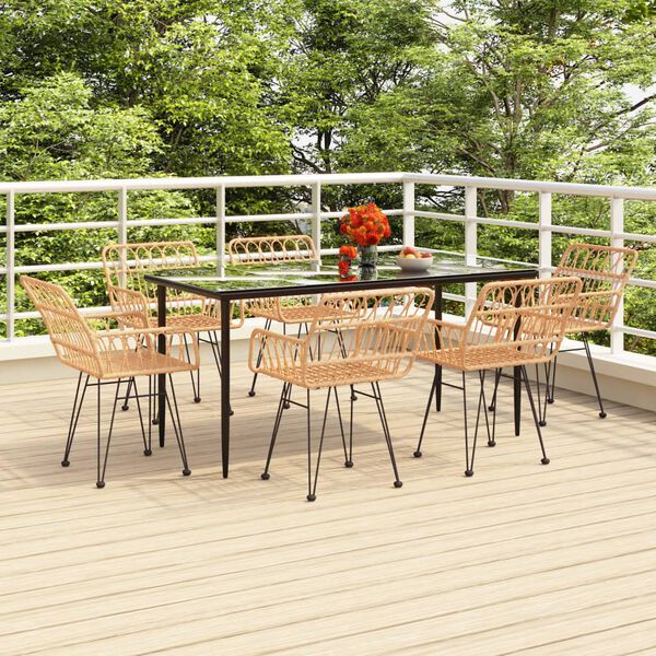 vidaXL 7-tlg. Garten-Essgruppe Poly Rattan