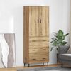 vidaXL Highboard 2 pcs Artisan-Eiche Engineered Wood und Glas