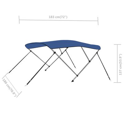 vidaXL 3-Bow Bimini Top Blau 183x180x137 cm
