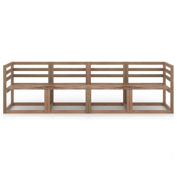vidaXL 4-tlg. Outdoor-Sofa-Set Paletten Braun Kiefernholz Impr&auml;gniert