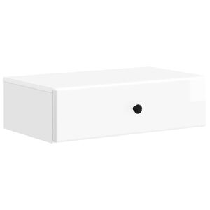 vidaXL Wandmontierter Beistelltisch Hochglanz Wei&szlig; 59 x 34,5 x 17 cm