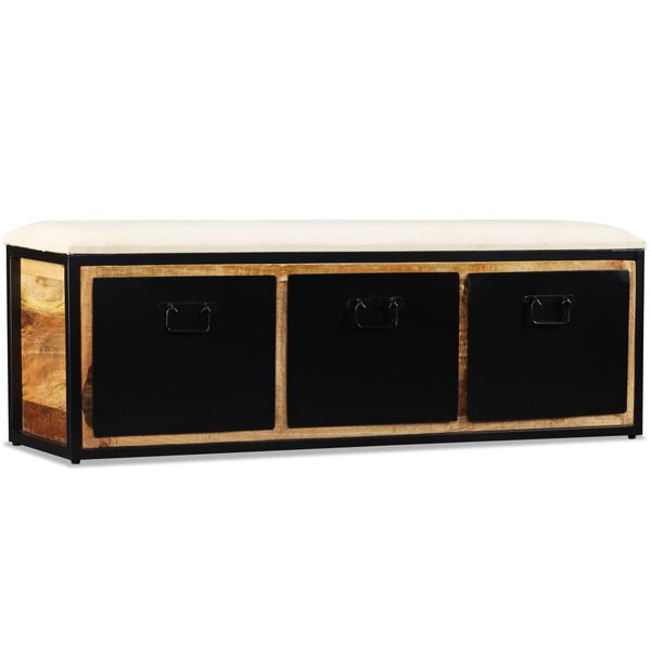 vidaXL Aufbewahrungsbank 3 Schubladen Mangoholz Massiv 120x30x40 cm