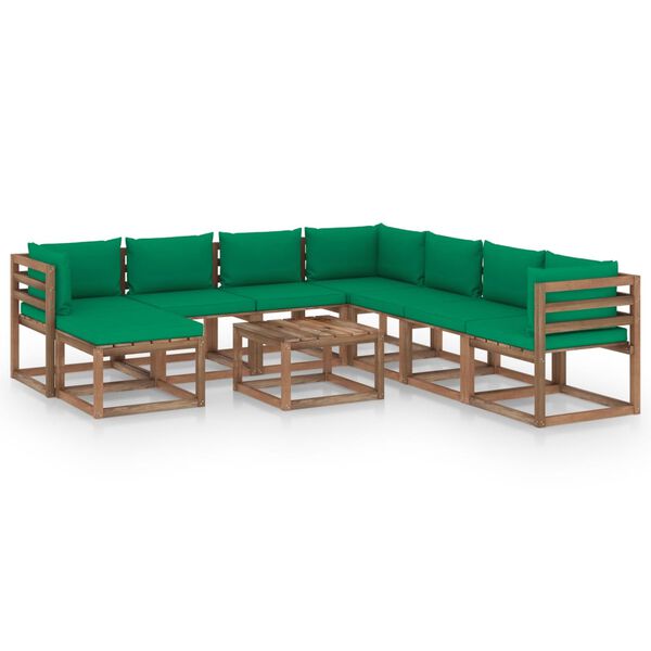 vidaXL 9-tlg. Garten-Lounge-Set mit Kissen Gr&uuml;n