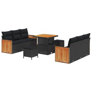 vidaXL Gartensofa-set mit Kissen 11 pcs Schwarz Poly-Rattan