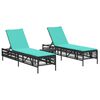 vidaXL Sonnenliegen 2 Stk. mit Tisch Schwarz Poly Rattan