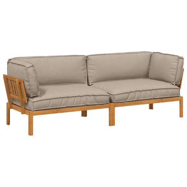 vidaXL Sofa Set mit Kissen Uni 2 pcs Taupe Massivholz Akazie