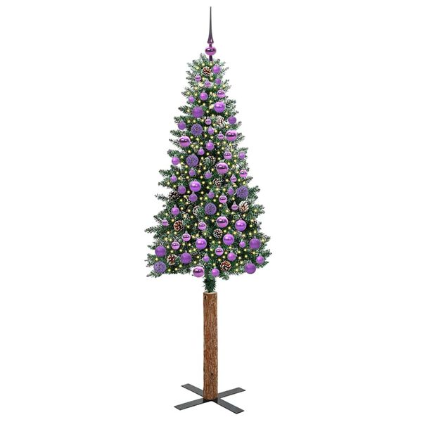 vidaXL Schlanker Weihnachtsbaum mit 300 LEDs mit St&auml;nder Gr&uuml;n 180 cm