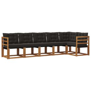 vidaXL Outdoor-Sofagarnitur 6 stk. 6-Sitzer Natur und Schwarz