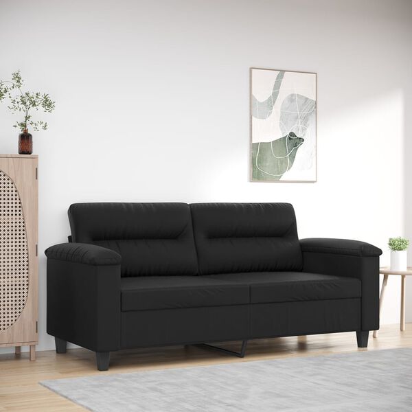 vidaXL 2-Sitzer-Sofa Schwarz 140 cm Kunstleder