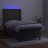 vidaXL Boxspringbett mit Matratze & LED Dunkelgrau 90x190 cm Samt