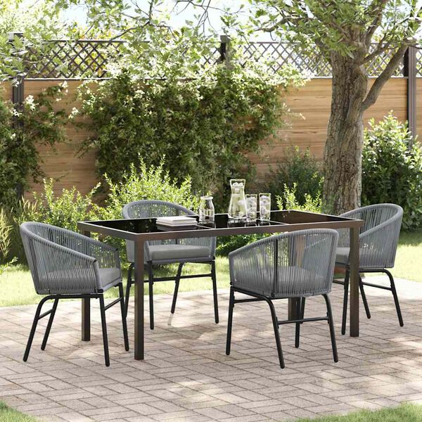 vidaXL Garten Essgruppe 5 pcs Anthrazit Pulverbeschichteter Stahl