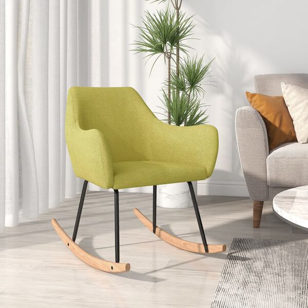 vidaXL Schaukelstuhl Gr&uuml;n Stoff