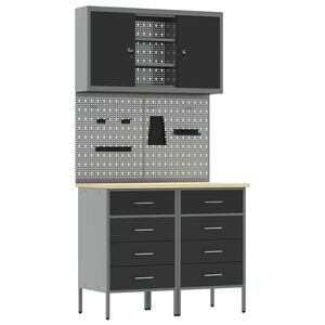 vidaXL Arbeitsschrankset mit Schubladen mit Regal 5 stk. Schwarz
