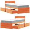 vidaXL Bett mit Schubladen und Matratze Wachsbraun 90x190 Massivholz
