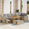 vidaXL Gartensofa-set mit Kissen 9 pcs Beige und Hellgrau Poly-Rattan