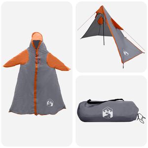 vidaXL 2-in-1 Regenponcho mit Kapuze Grau und Orange
