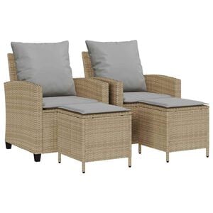 vidaXL 4-tlg. Garten-Sofagarnitur mit Kissen Beige Poly Rattan