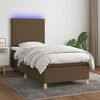 vidaXL Boxspringbett mit Matratze & LED Dunkelbraun 90x190 cm Stoff