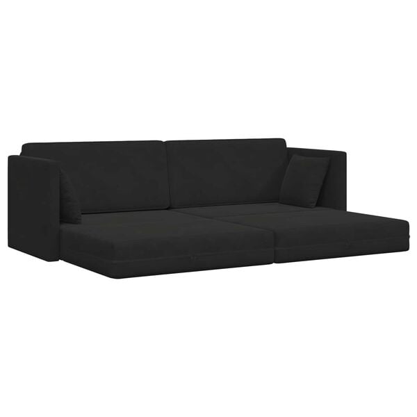 vidaXL Boden-Sofa-Bett 200cm Schwarz Samt