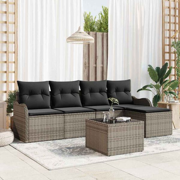 vidaXL Gartensofa-set 6 pcs Grau Poly-Rattan