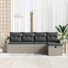 vidaXL Garten-Sofa-Set mit Kissen 5 pcs Hellgrau Poly Rattan
