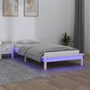 vidaXL Massivholzbett mit LEDs Weiß 75x190 cm