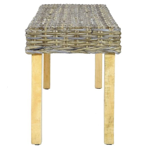 vidaXL Sitzbank 110 cm Natur Kubu-Rattan und Massivholz Mahagoni