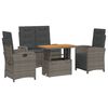 vidaXL 4-tlg. Garten-Essgruppe mit Kissen Grau Poly Rattan