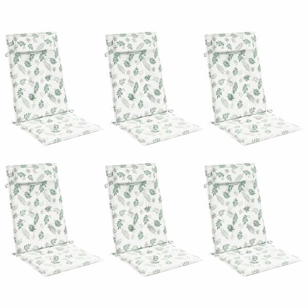 vidaXL Hochlehner-Auflagen 6 Stk. Blattmuster Oxford-Gewebe