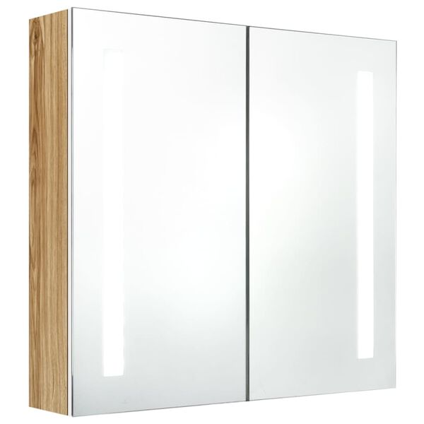 vidaXL LED-Bad-Spiegelschrank Weiß und Eichen-Optik 62x14x60 cm